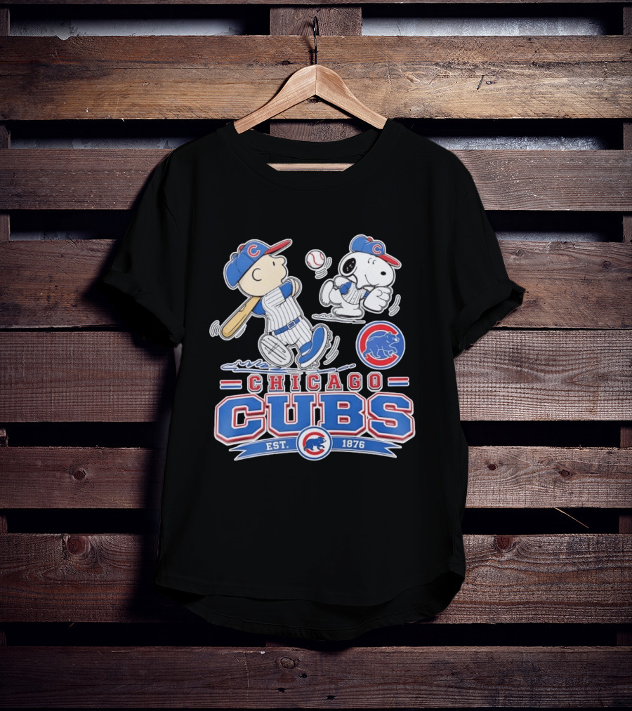 Peanuts Charlie Brown Snoopy Chicago Cubs Baseball Est 1876 T-Shirt