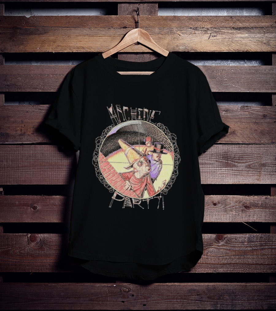 Machine Party Heads Up Comic Style Characters Retro Scene T-Shirt