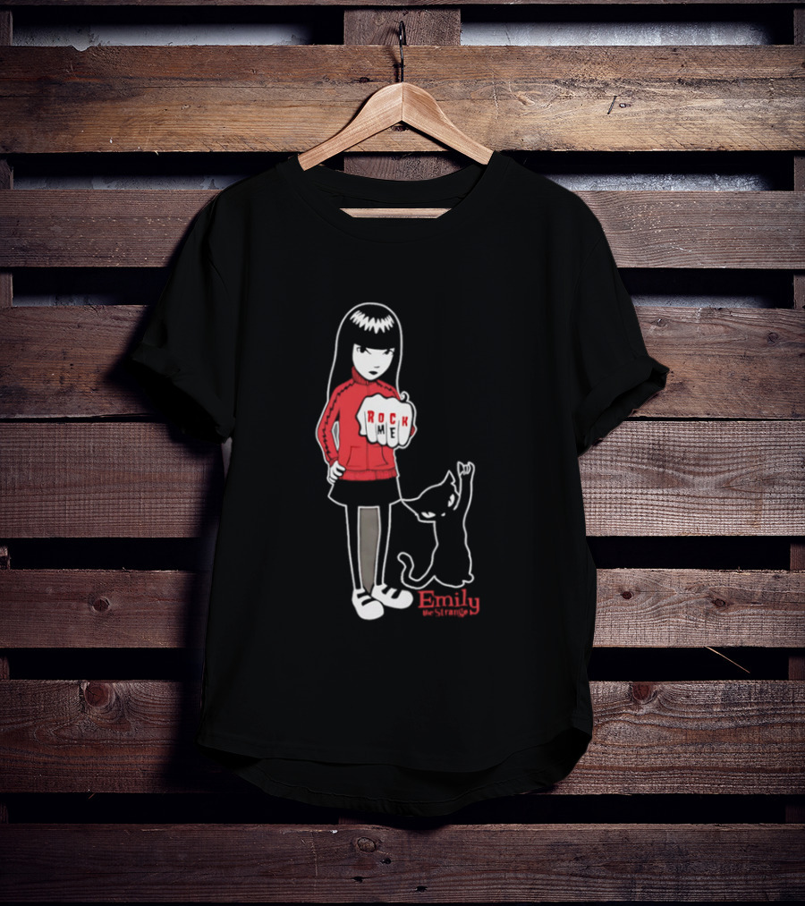 Rock Me Emily The Strange Iconic Character With Red And Cat T-Shirt
