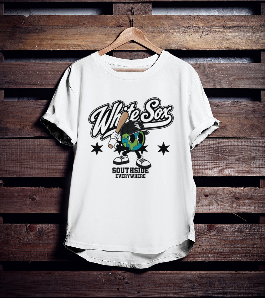 White Sox Southside Everywhere 2026 Baseball Player Earth T-Shirt
