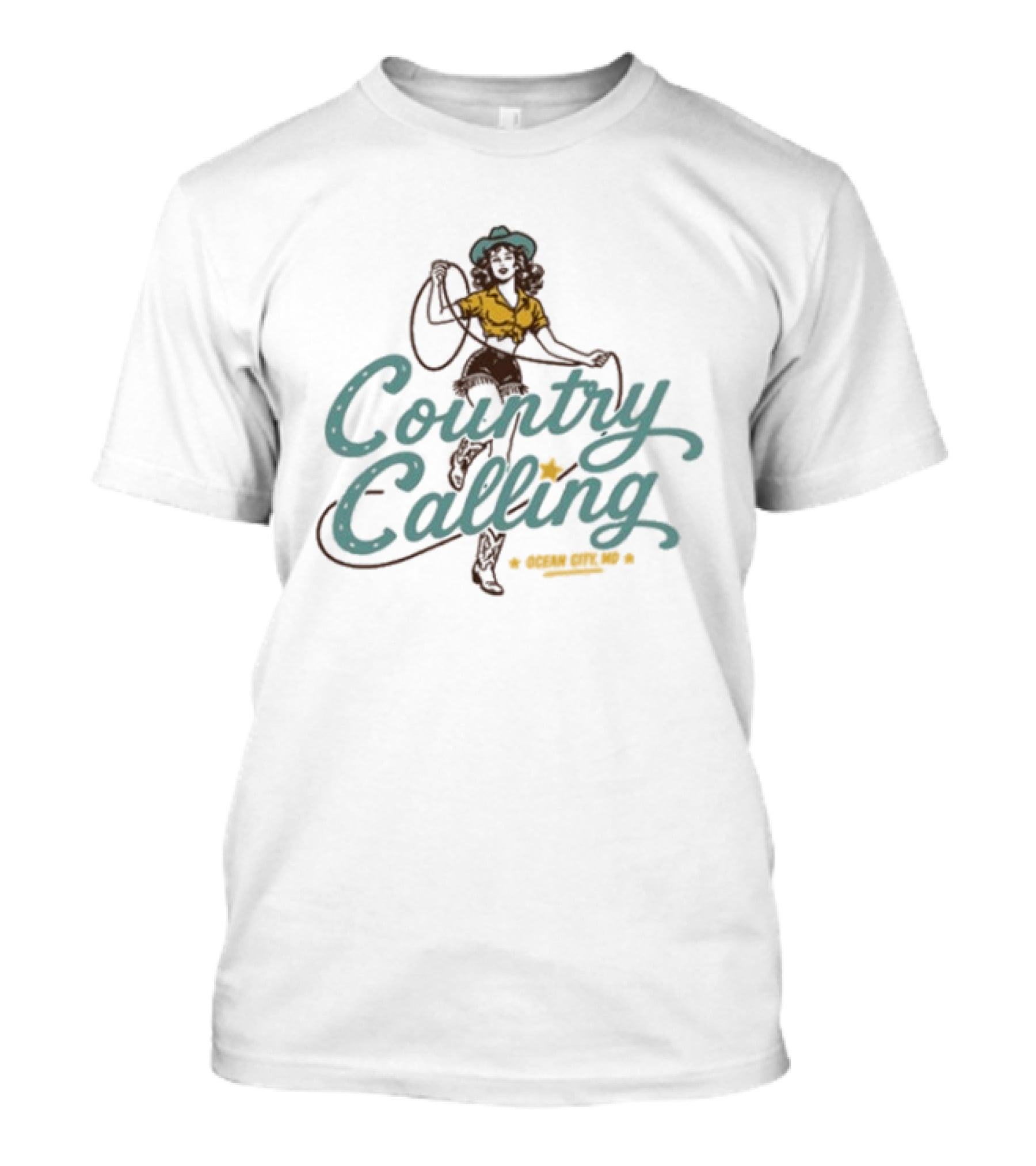 Country Calling Ocean City Inlet Beach October 2 3 2026 Cowgirl Roping Event T-Shirt