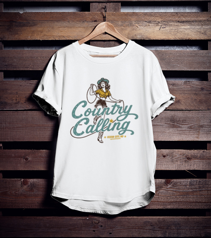 Country Calling Ocean City Inlet Beach October 2 3 2026 Cowgirl Roping Event T-Shirt