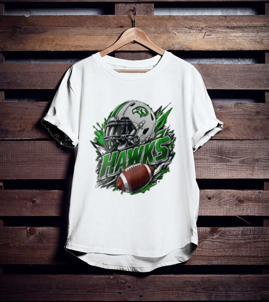 Hawks White Football Helmet Green Hawk Football Sports Fan Gear T-Shirt