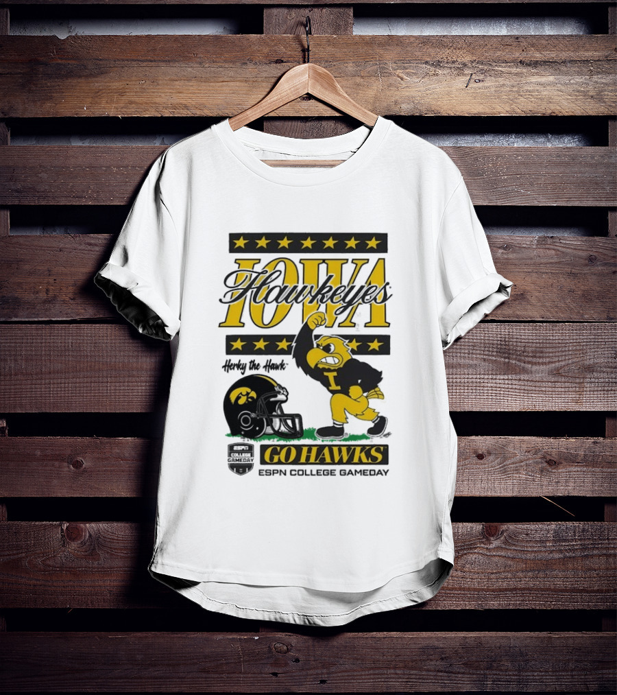 Iowa Hawkeyes Herky The Hawk Go Hawks ESPN College Gameday T-Shirt