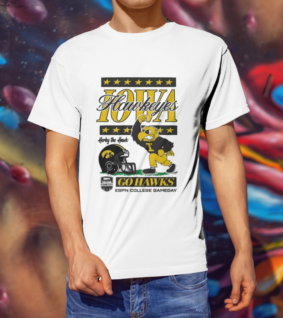 Iowa Hawkeyes Herky The Hawk Go Hawks ESPN College Gameday T-Shirt
