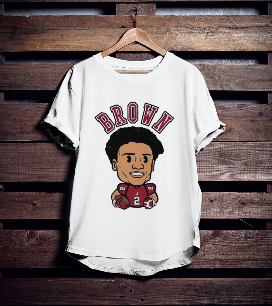 NCAA Football Alabama Crimson Tide Number 2 Brown Caricature T-Shirt