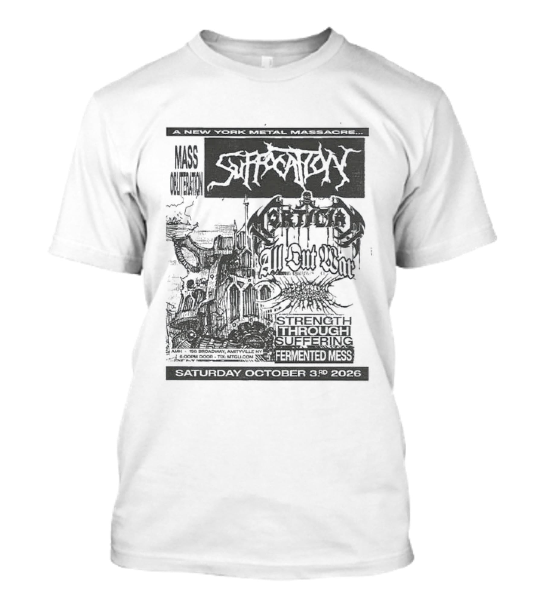 Original Suffocation Amityville New York Metal Massacre October 3rd 2026 Amityville Music Hall NY T-Shirt