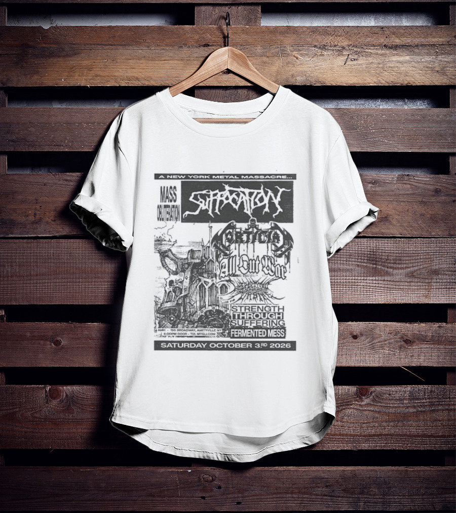 Original Suffocation Amityville New York Metal Massacre October 3rd 2026 Amityville Music Hall NY T-Shirt