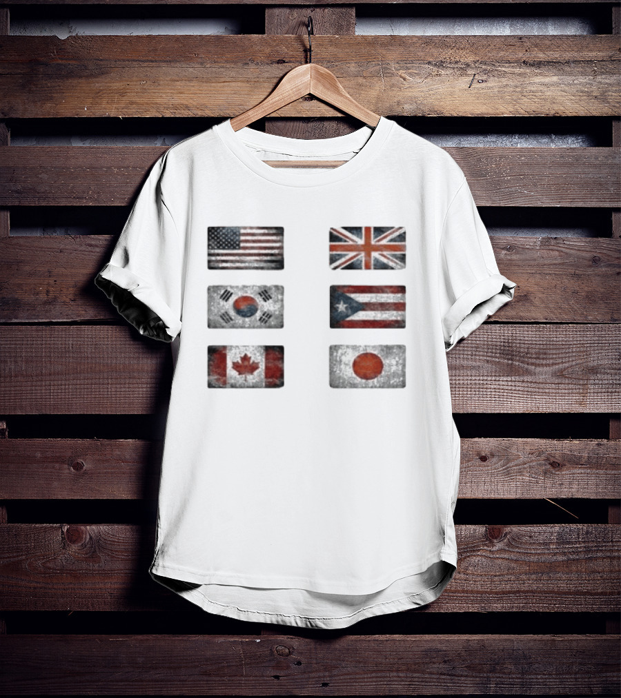 Stealthny Floor 914 World Tour United States United Kingdom South Korea Puerto Rico Canada Japan Flags T-Shirt