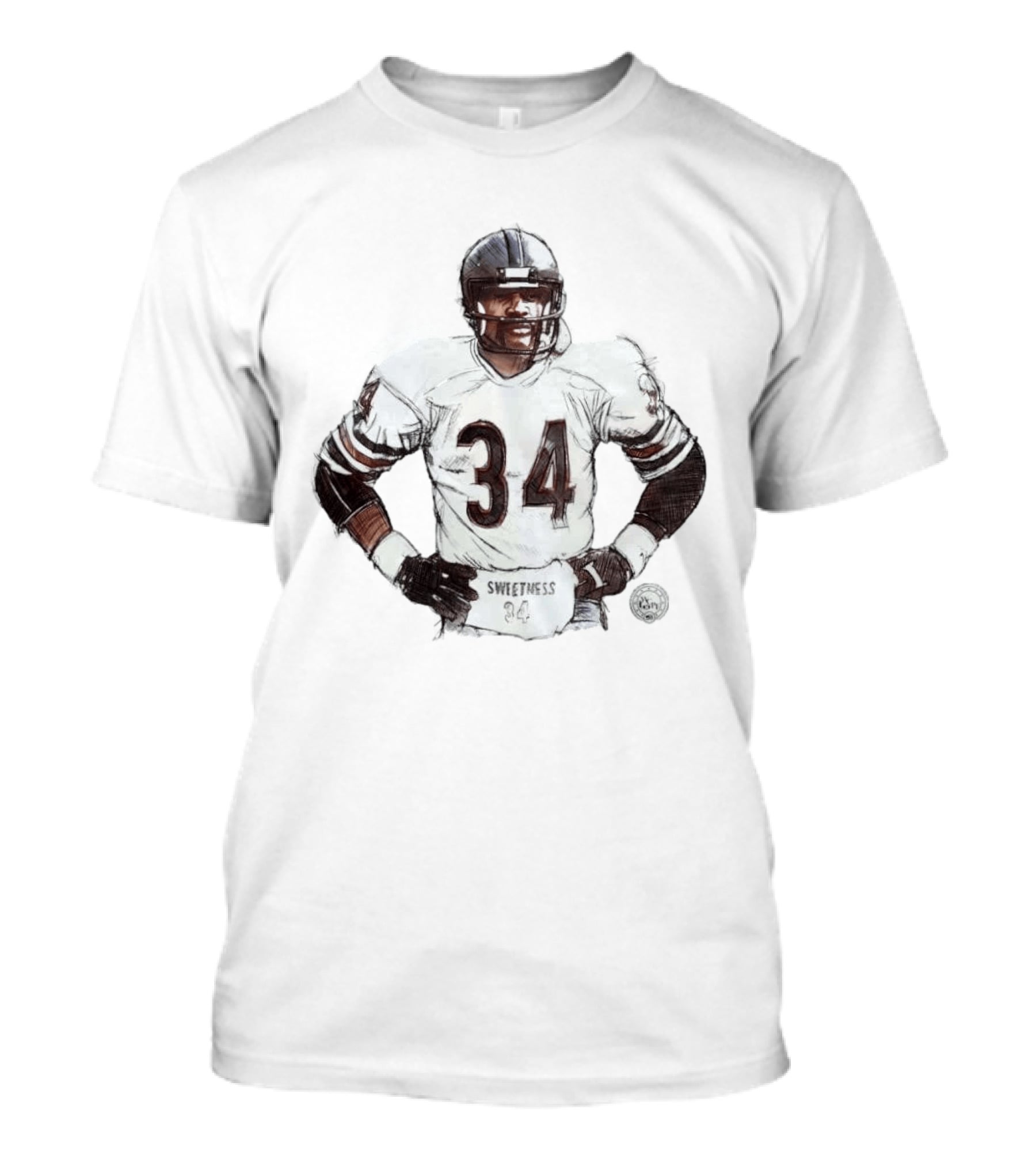 Walter Payton 34 Chicago Bears Sweetness Sketch Football Legend T-Shirt