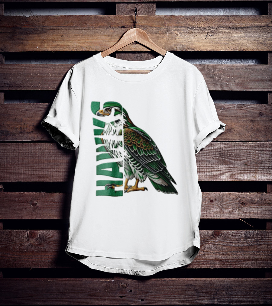 Atlanta Hawks Green Brown Hawk Bird Profile View T-Shirt