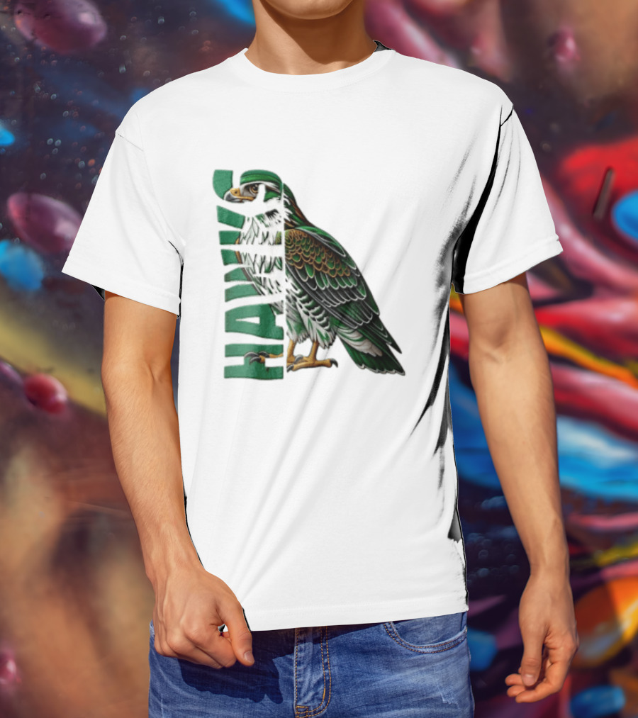 Atlanta Hawks Green Brown Hawk Bird Profile View T-Shirt