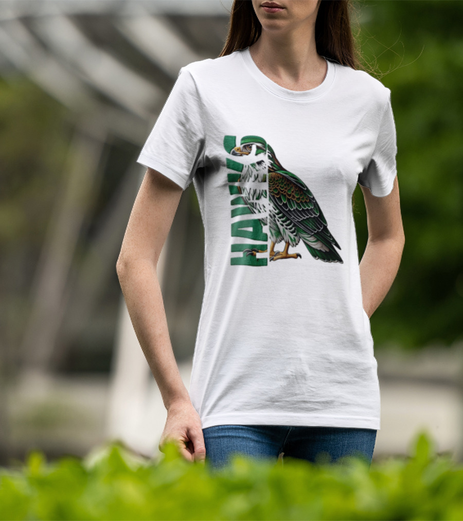 Atlanta Hawks Green Brown Hawk Bird Profile View T-Shirt