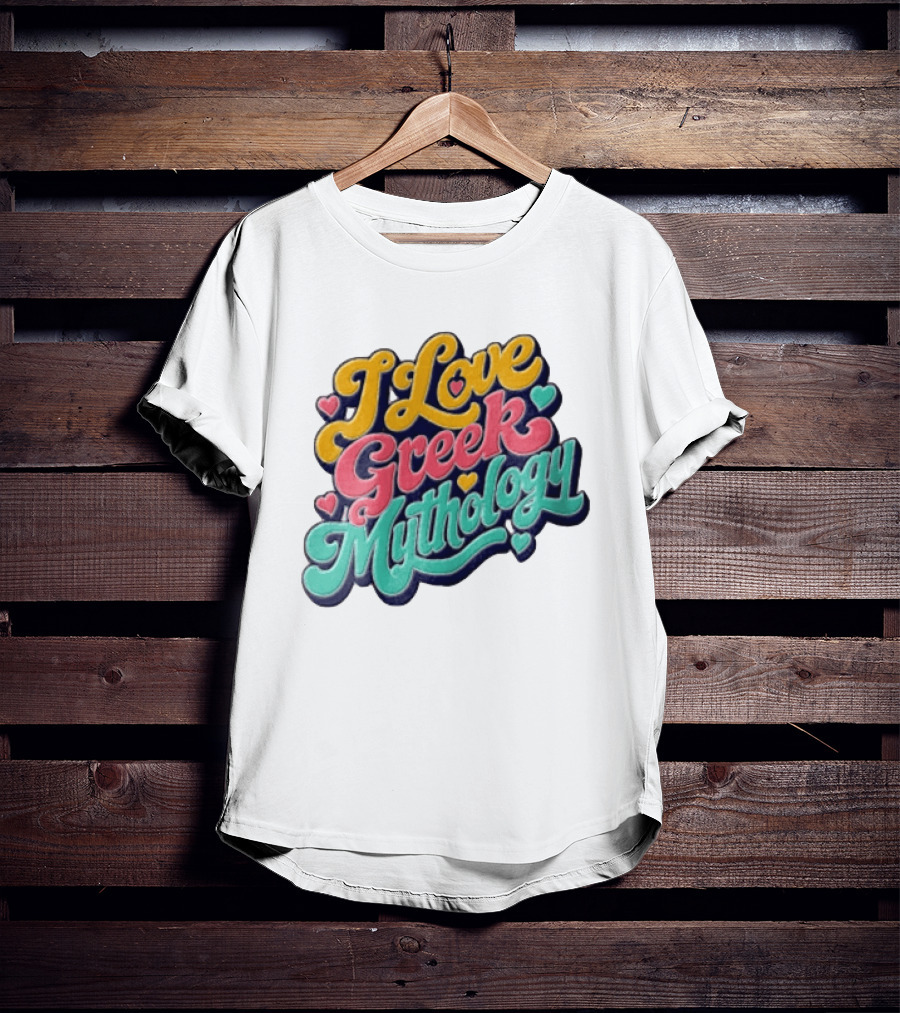 I Love Greek Mythology Colorful Heart Accents T-Shirt