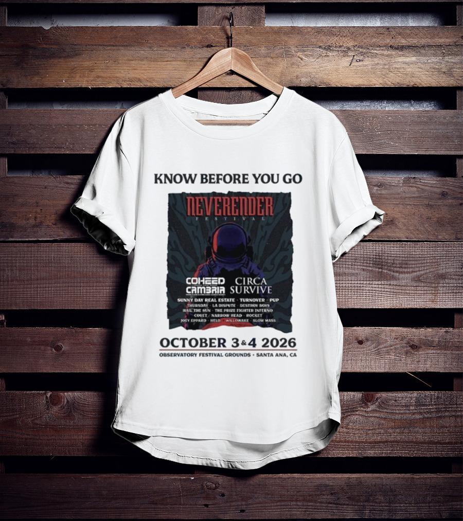 Neverender Coheed And Cambria Festival 2026 October Santa Ana Observatory Grounds T-Shirt