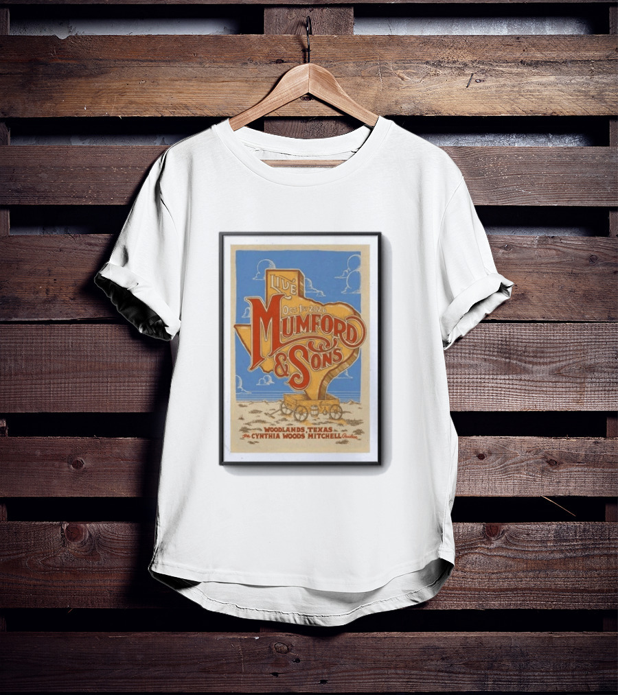 Live Mumford And Sons October 1st 2026 Woodlands Texas Cynthia Woods Mitchell Pavilion T-Shirt