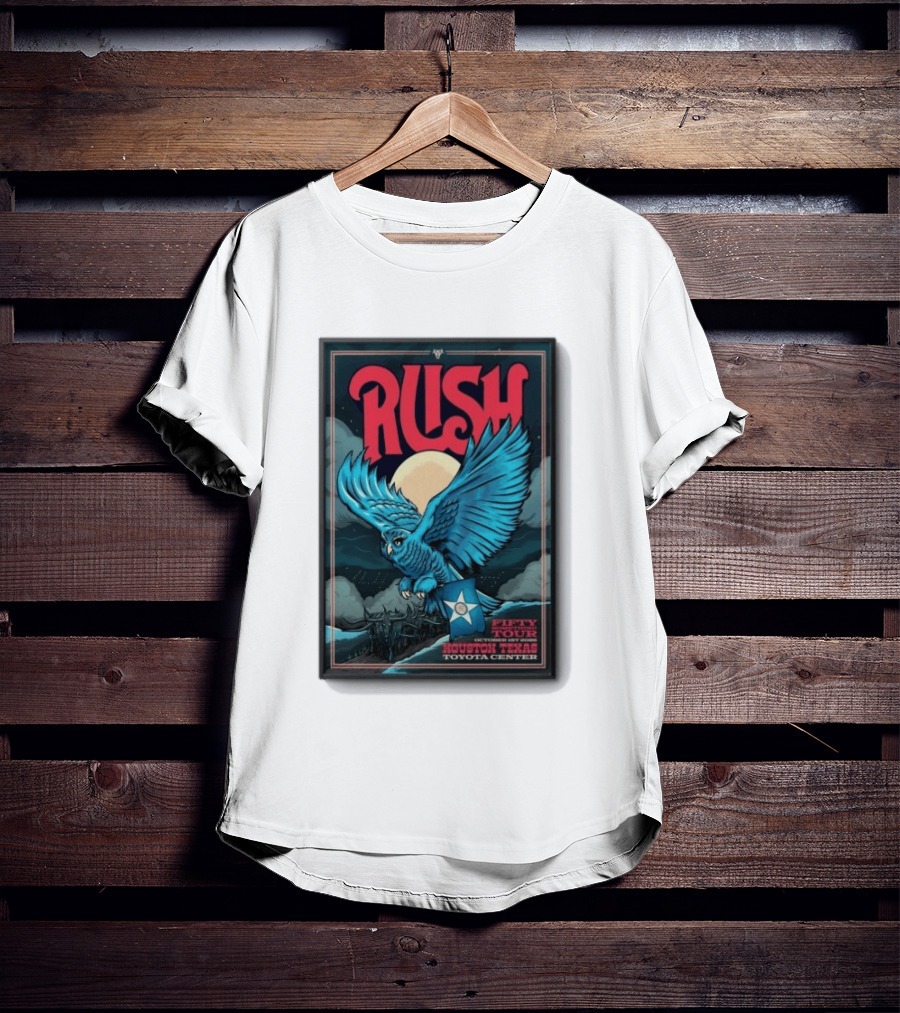 RUSH Houston Texas 10 1 2026 Owl Moon Toyota Center Fifty Tour T-Shirt