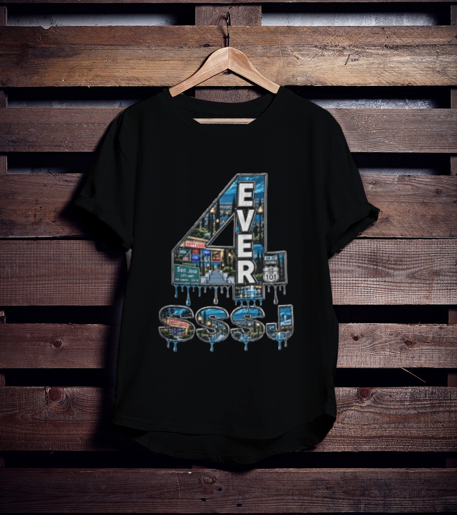 4 Ever San Jose City Limit Highway 101 SSSJ Metallic Dripping T-Shirt