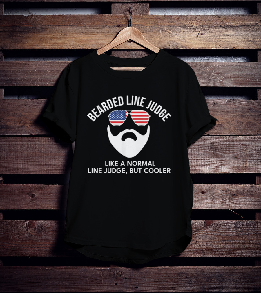 Bearded Line Judge American Flag Sunglasses Cool Sports T-Shirt