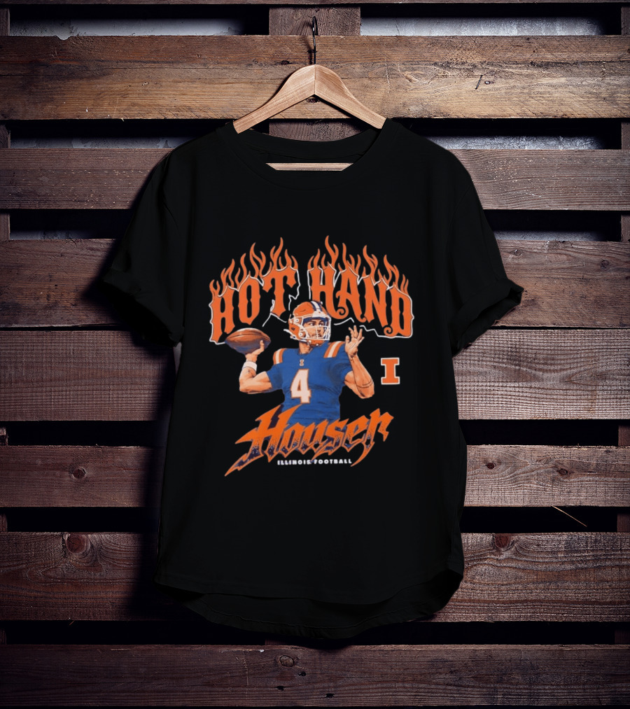 Hot Hand Houser Katin Houser No 4 Illinois Football T-Shirt