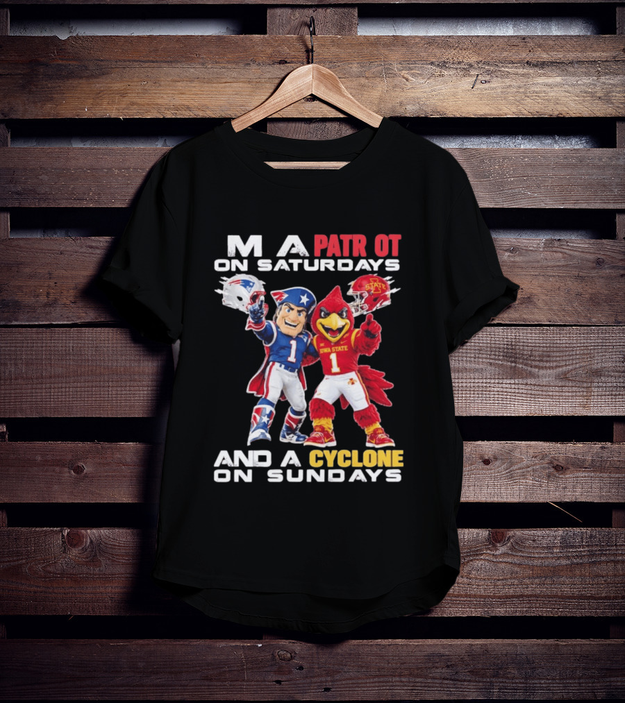 Patriot On Saturdays Cyclone On Sundays Iowa State Football Mascots T-Shirt