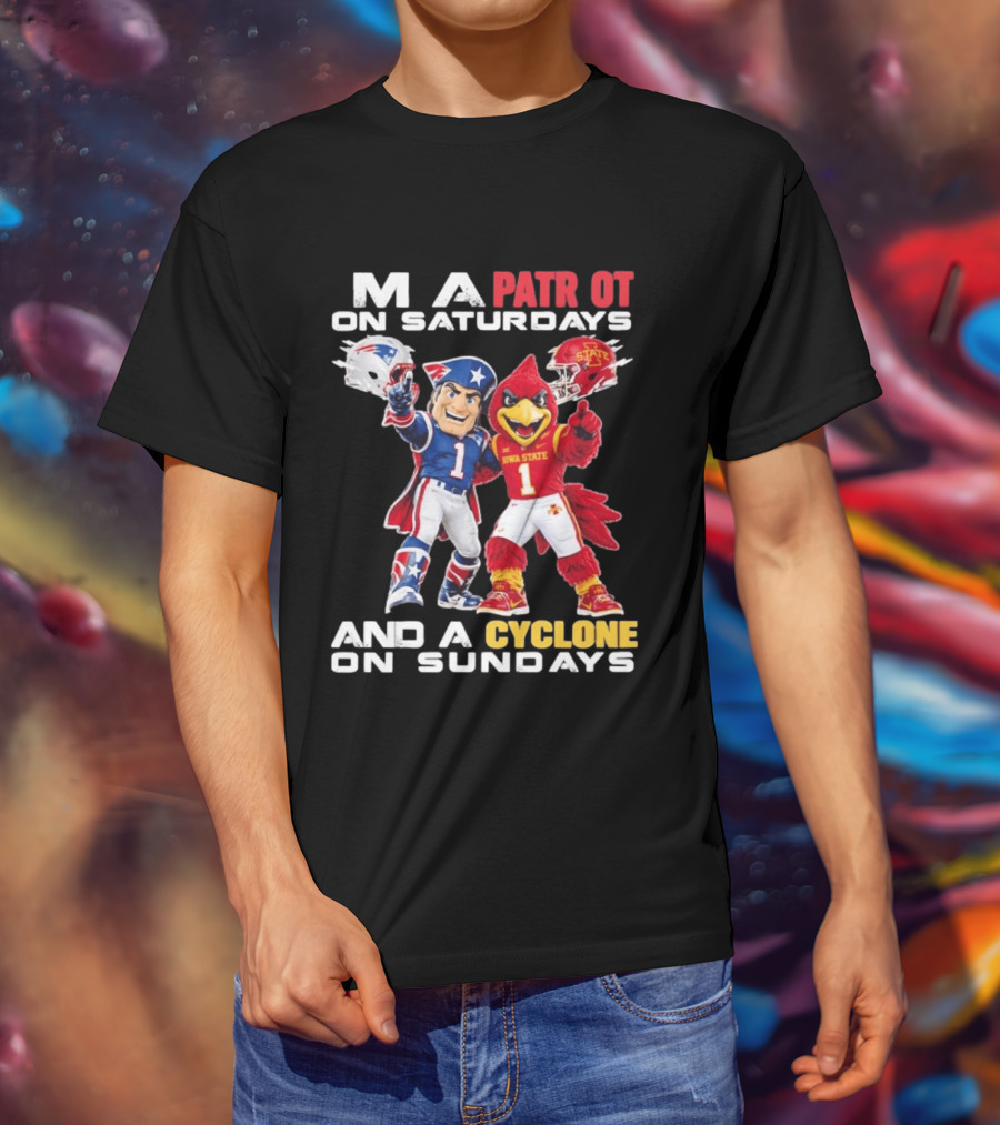 Patriot On Saturdays Cyclone On Sundays Iowa State Football Mascots T-Shirt