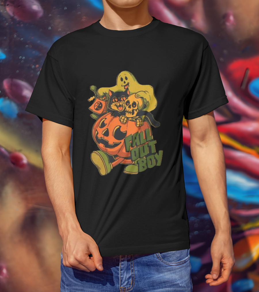 Fall Out Boy Halloween Cat Ghost Pumpkin Skull T-Shirt