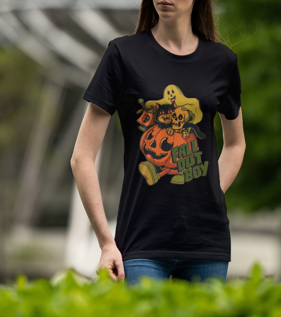 Fall Out Boy Halloween Cat Ghost Pumpkin Skull T-Shirt