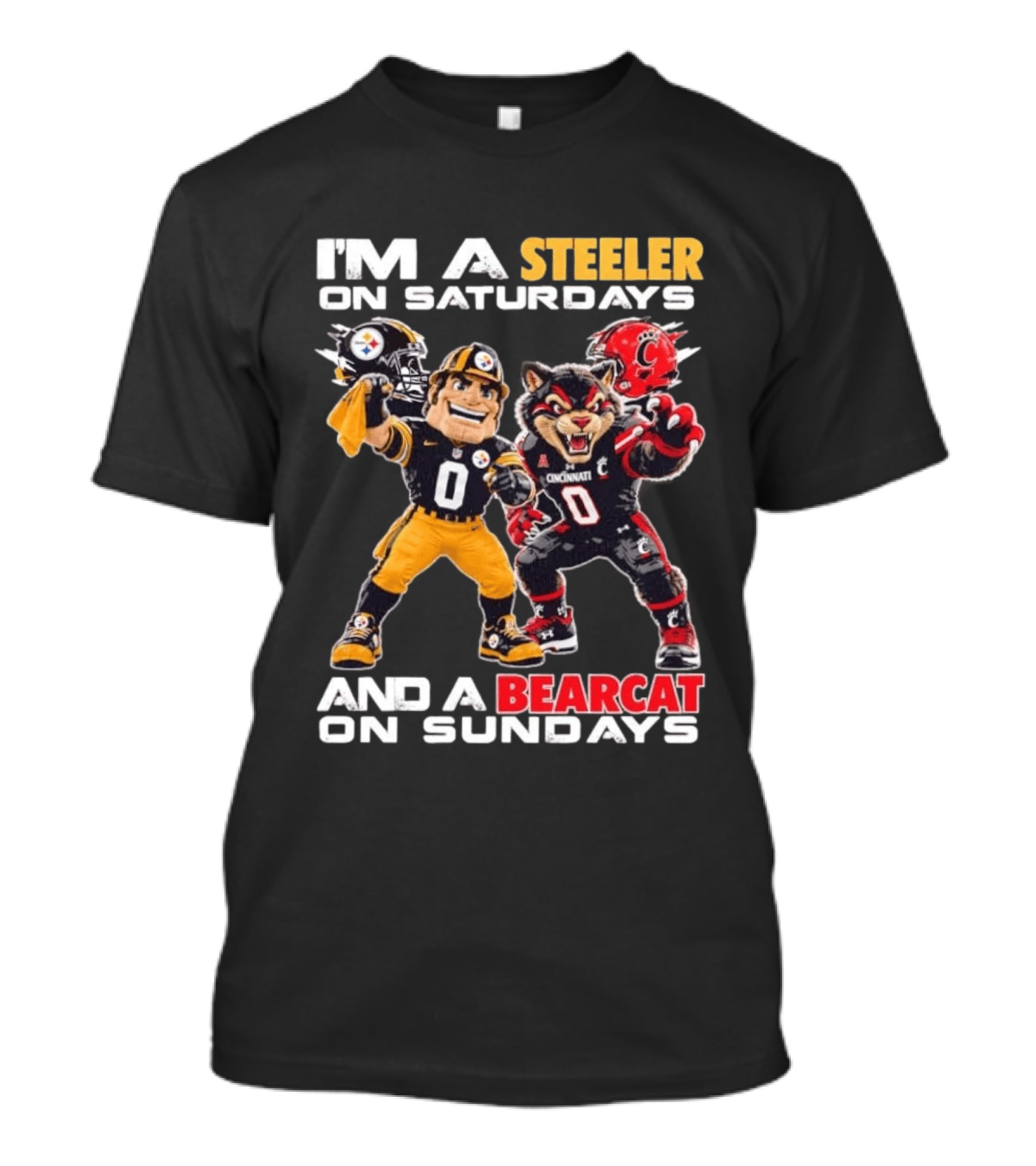 I'm A Steeler On Saturdays And A Bearcat On Sundays Cincinnati Football Fan T-Shirt