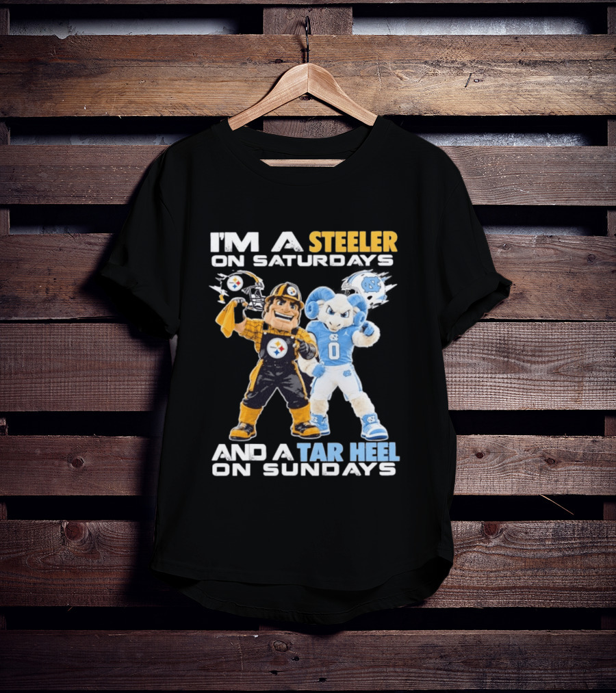 I'm A Steeler On Saturdays And A Tar Heel On Sundays With Mascots T-Shirt
