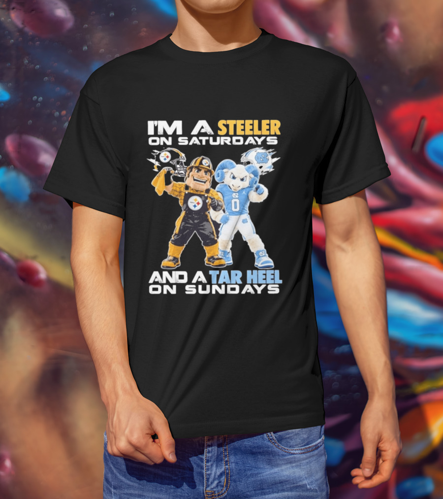 I'm A Steeler On Saturdays And A Tar Heel On Sundays With Mascots T-Shirt