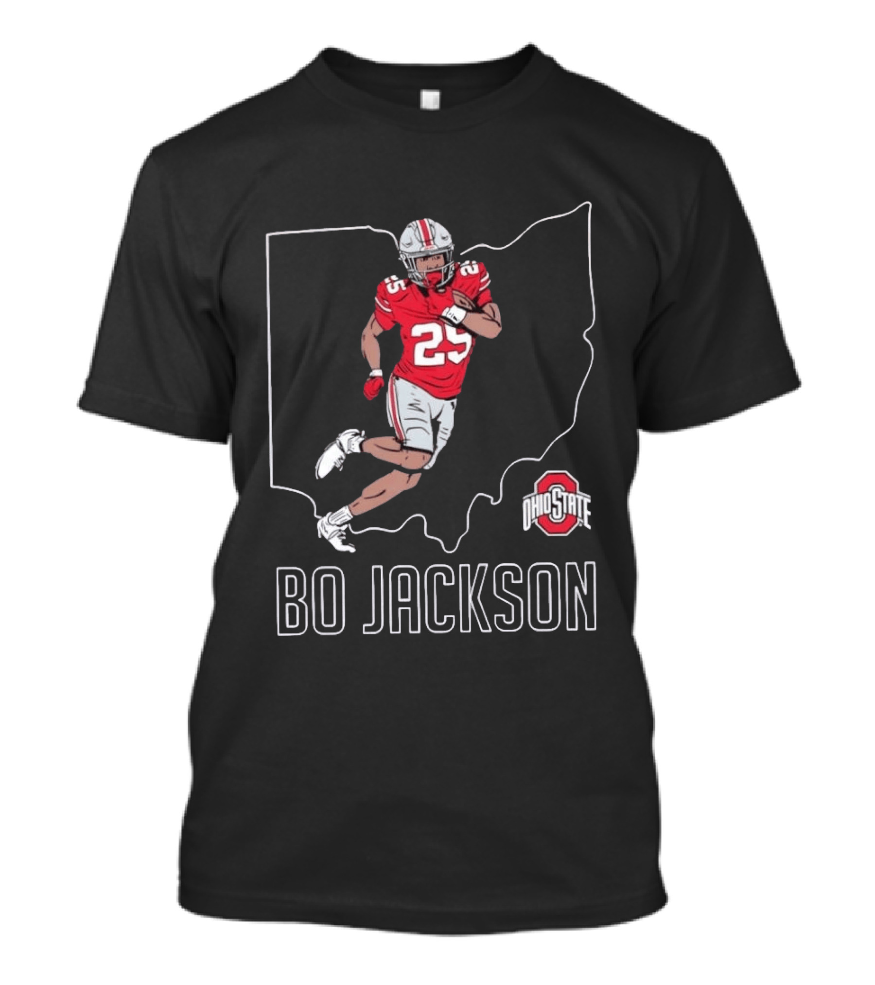 NCAA Ohio State Buckeyes Bo Jackson No 25 Caricature Football T-Shirt