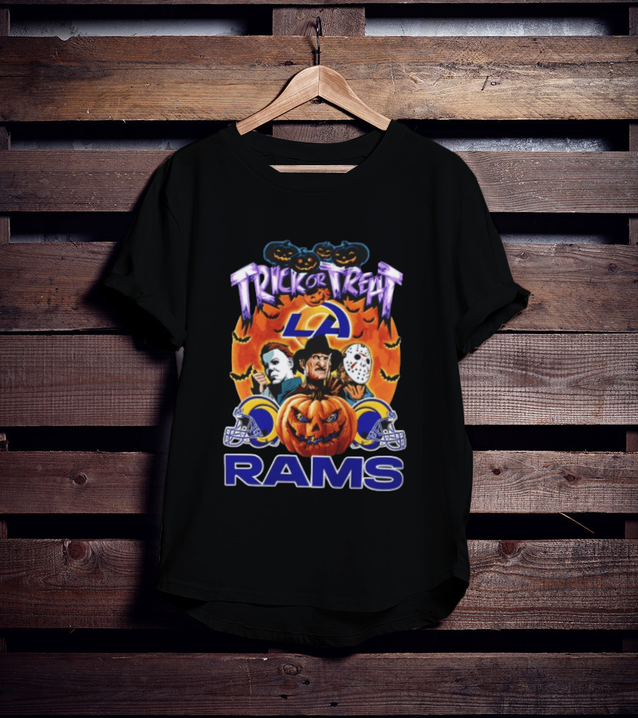 Los Angeles Rams Halloween Trick Or Treat Horror Pumpkin Football T-Shirt