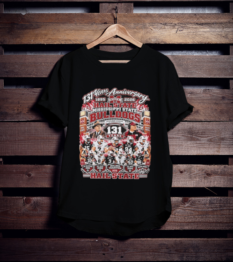 131 Years Anniversary 1895 2026 Hail State Mississippi State Bulldogs Tradition Football T-Shirt