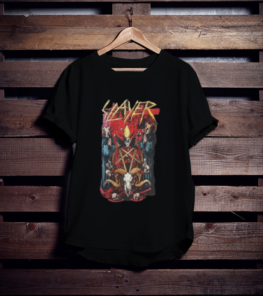 Slayer Pentagram Skull Satanic Red Cloak Goat Horns T-Shirt