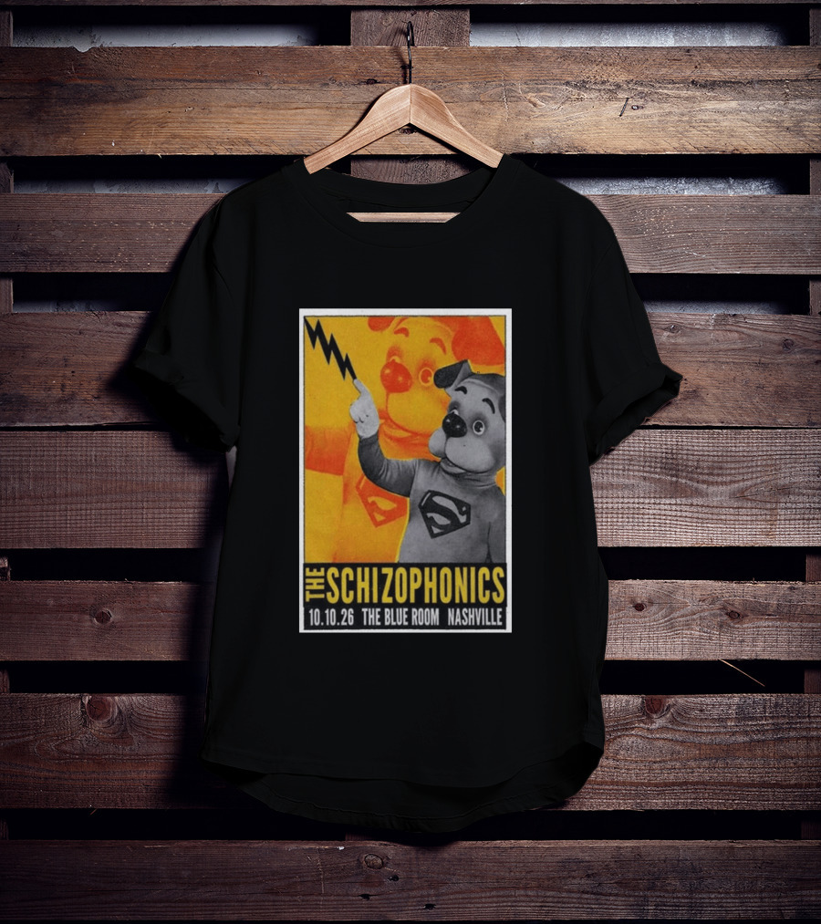 The Schizophonics The Blue Room Nashville 10.10.26 Concert Superman Dog Image T-Shirt