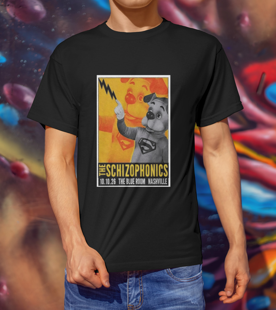 The Schizophonics The Blue Room Nashville 10.10.26 Concert Superman Dog Image T-Shirt