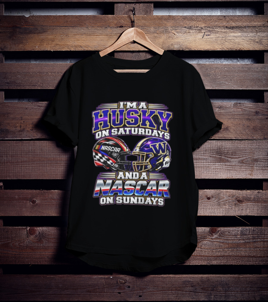 I'm A Husky On Saturdays And A NASCAR On Sundays Racing Helmet Combo T-Shirt