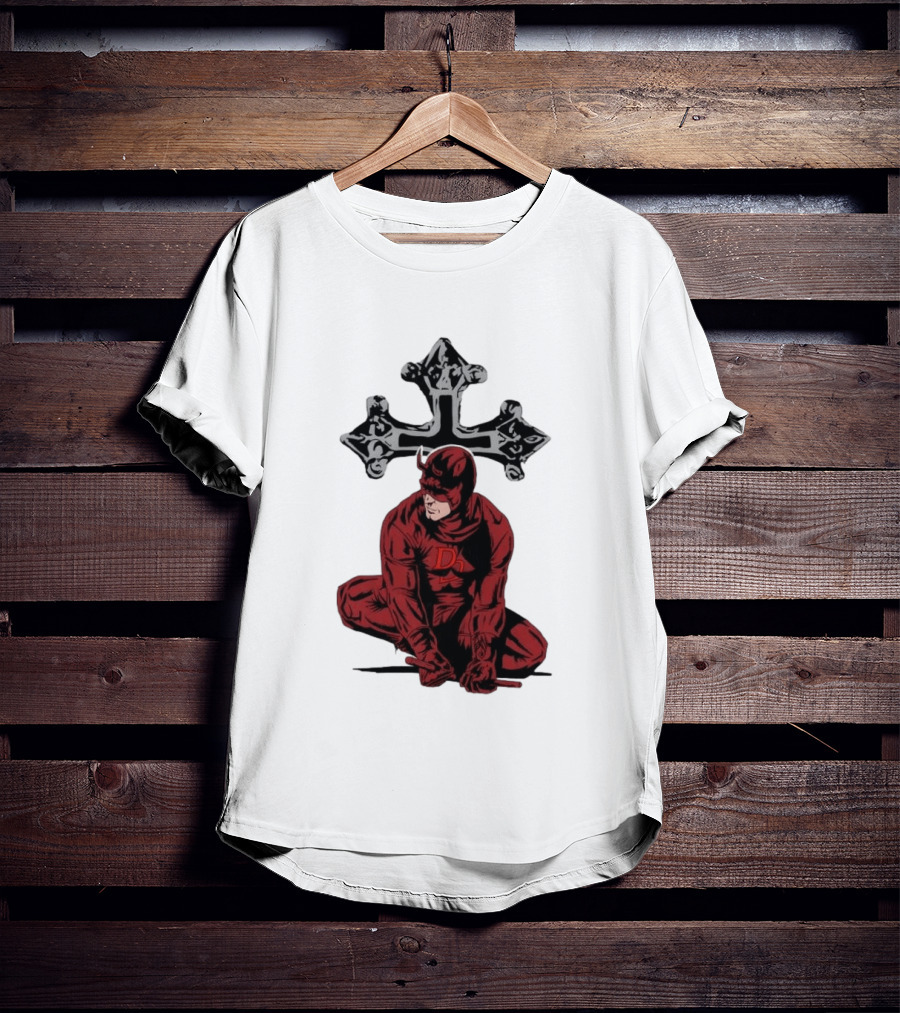 Daredevil Crouching Matt Murdock With Cross Marvel T-Shirt