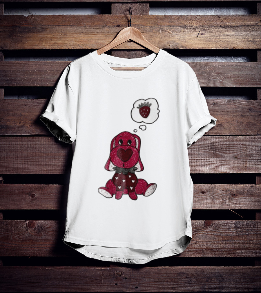 Dog With Strawberry Thought Bubble Costume Hearts T-Shirt