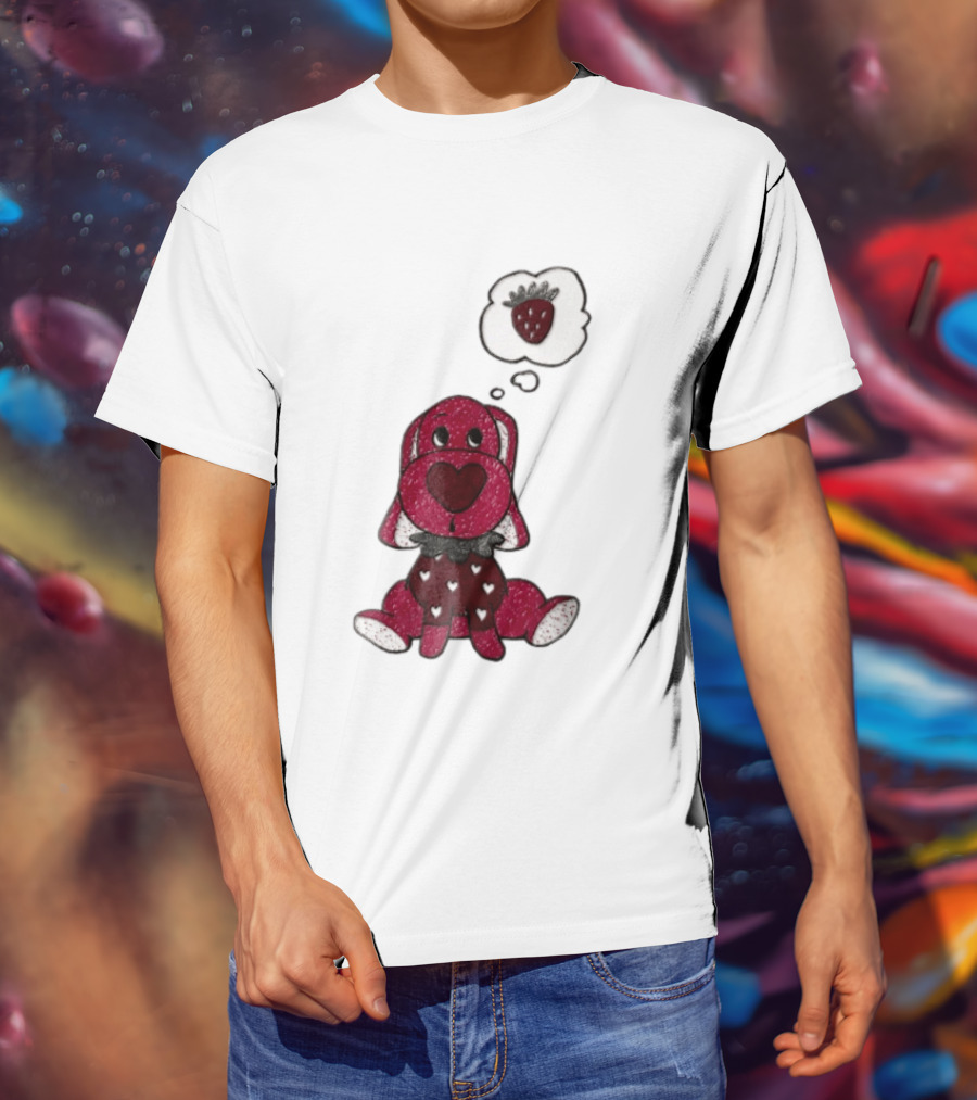 Dog With Strawberry Thought Bubble Costume Hearts T-Shirt