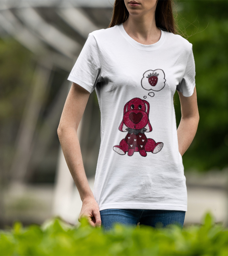 Dog With Strawberry Thought Bubble Costume Hearts T-Shirt