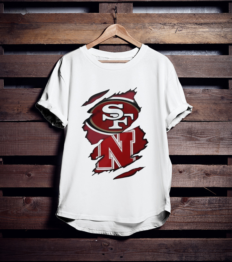 San Francisco 49ers SF And Nebraska Cornhuskers N Ripped T-Shirt