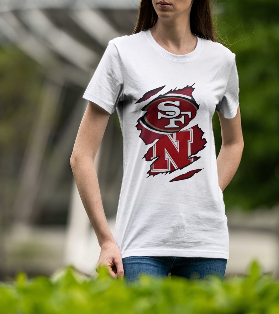 San Francisco 49ers SF And Nebraska Cornhuskers N Ripped T-Shirt