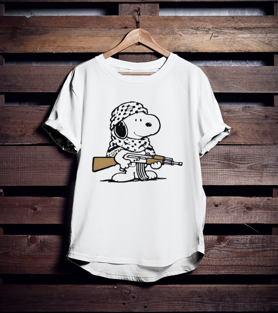 Snoopy Keffiyeh Assault Rifle Iconic Cartoon Character With Cultural Symbolism T-Shirt