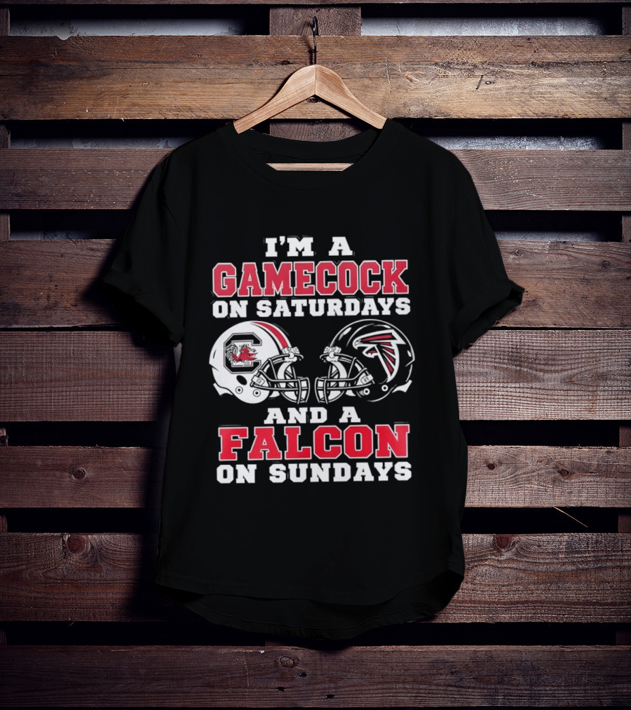 I'm A Gamecock On Saturdays And A Falcon On Sundays Football Helmets T-Shirt