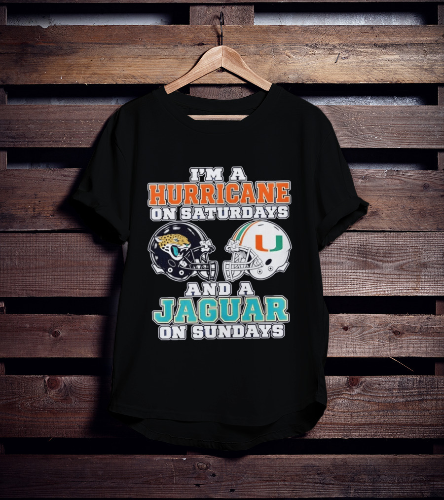 Hurricane Saturdays Jaguar Sundays Football Helmets T-Shirt