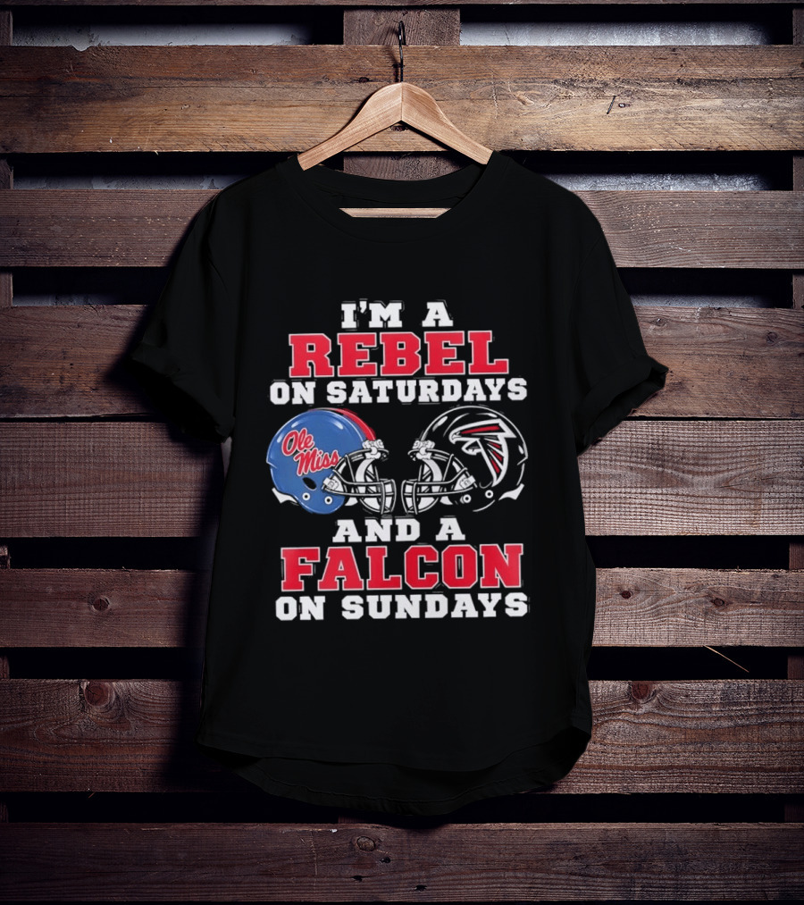 Ole Miss Rebels Saturdays Atlanta Falcons Sundays Football Helmets T-Shirt