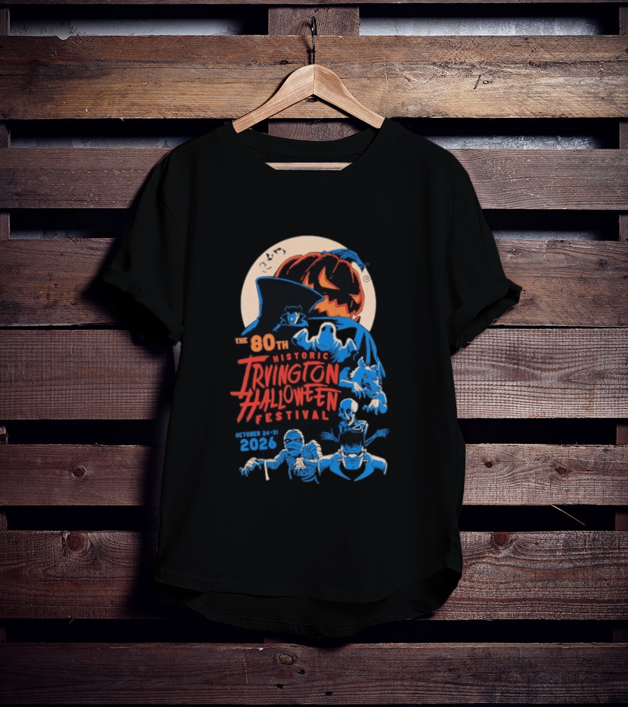 80th Historic Irvington Halloween Festival October 24 31 2026 Vintage Monsters T-Shirt