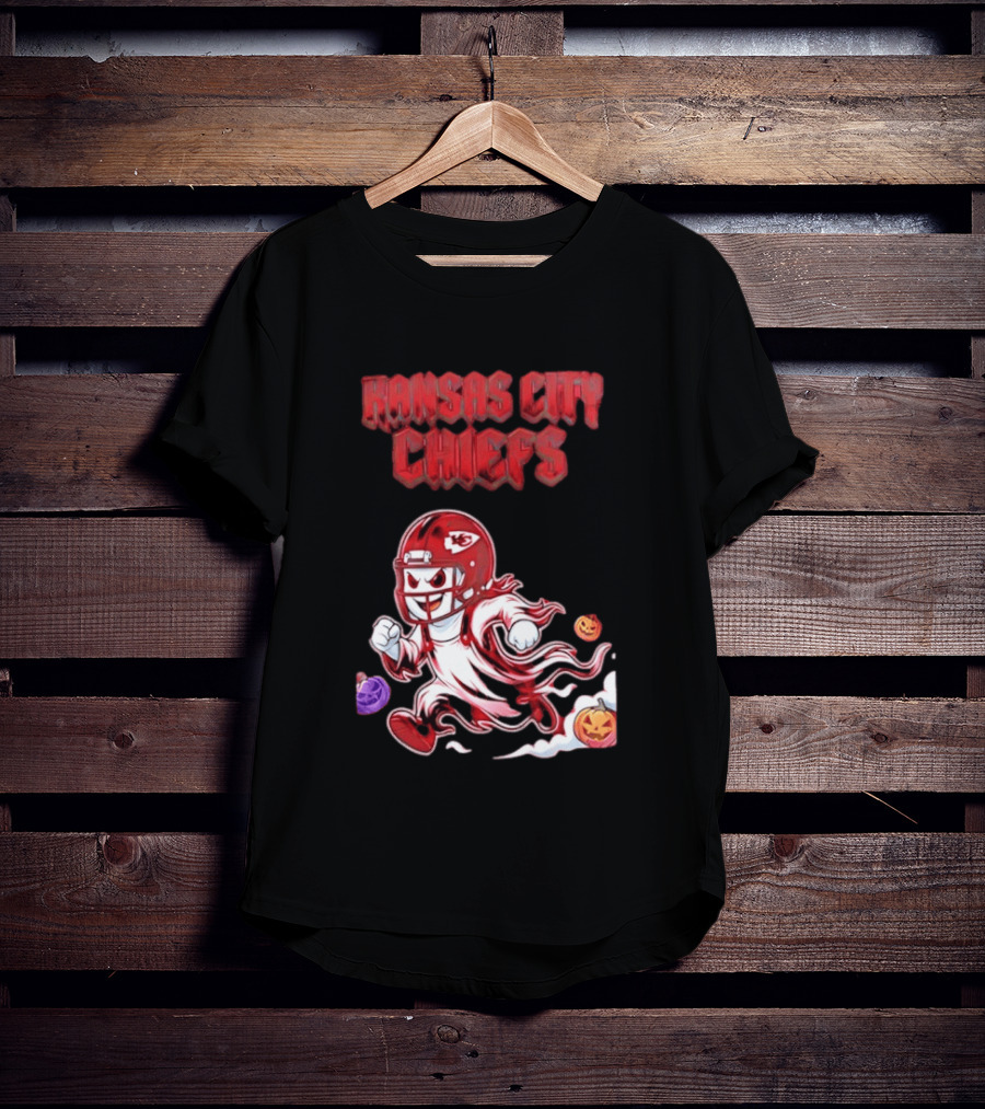 Kansas City Chiefs Halloween Ghost Football 2026 Spooky Pumpkins T-Shirt